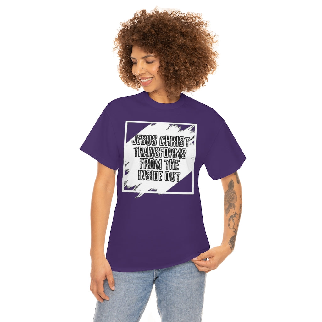 Jesus Christ Transforms Design (White) - Unisex T-Shirt