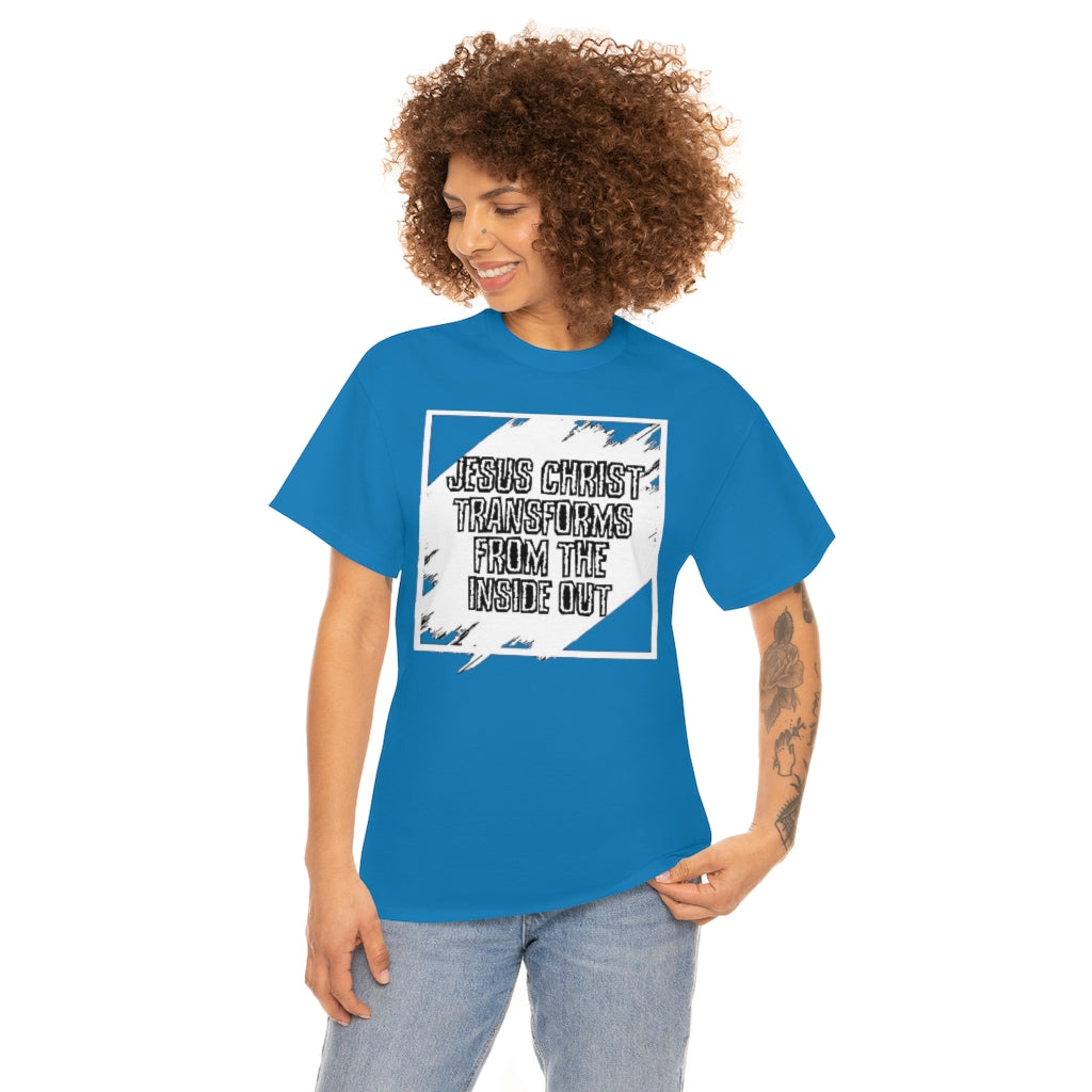 Jesus Christ Transforms Design (White) - Unisex T-Shirt