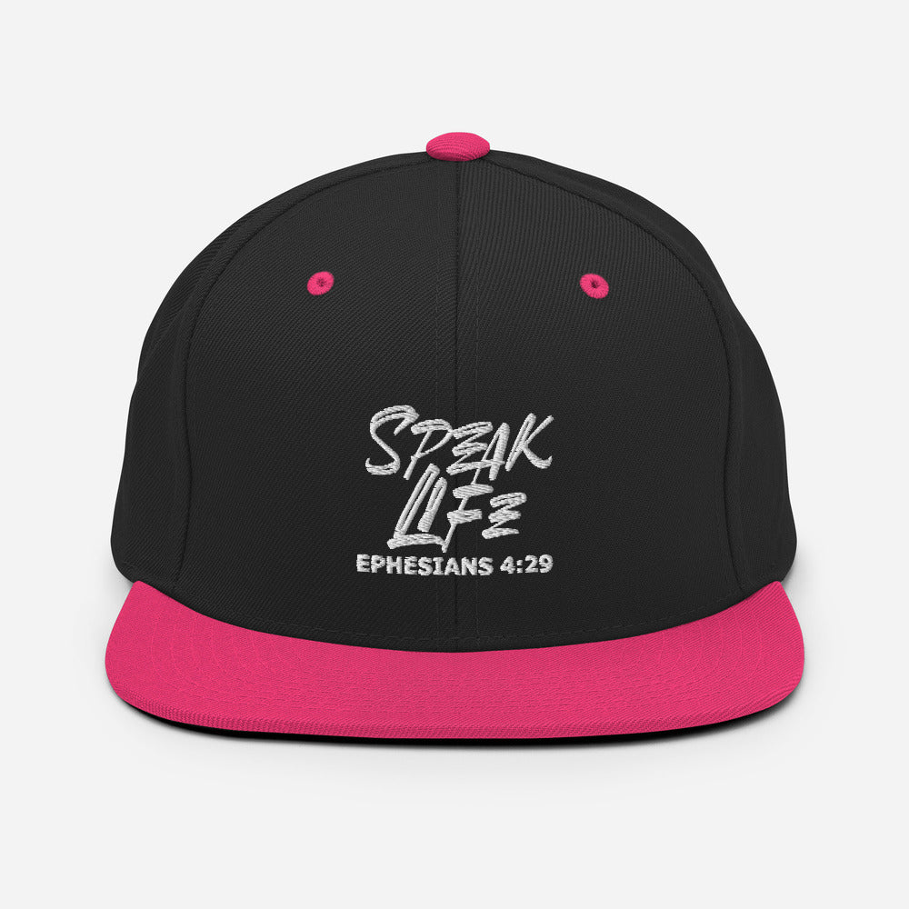 Speak Life Design (White)- Snapback Cap