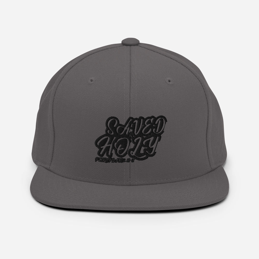 Saved and Holy Design (Black)- Snapback Cap