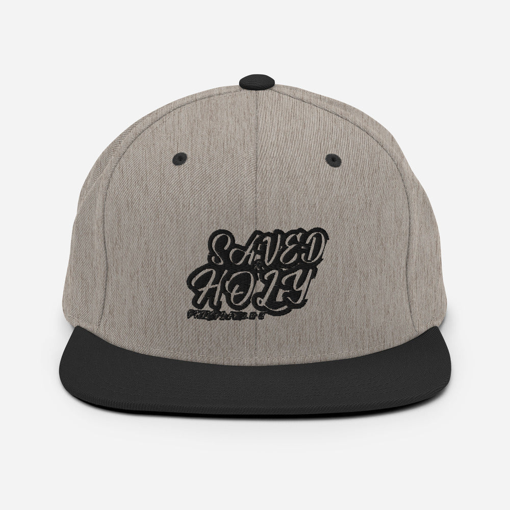 Saved and Holy Design (Black)- Snapback Cap