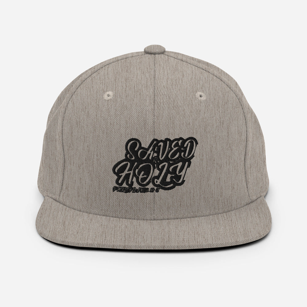 Saved and Holy Design (Black)- Snapback Cap