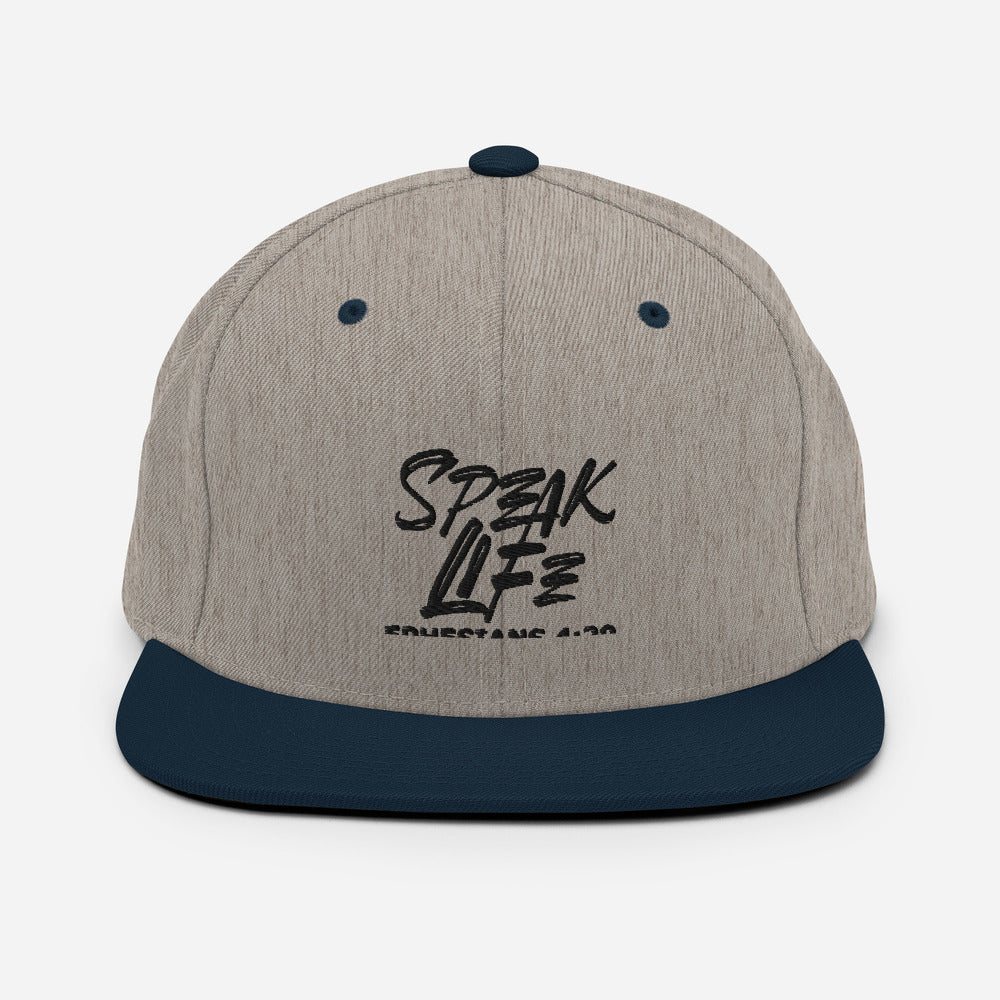 Speak Life Design (Black)- Snapback Cap