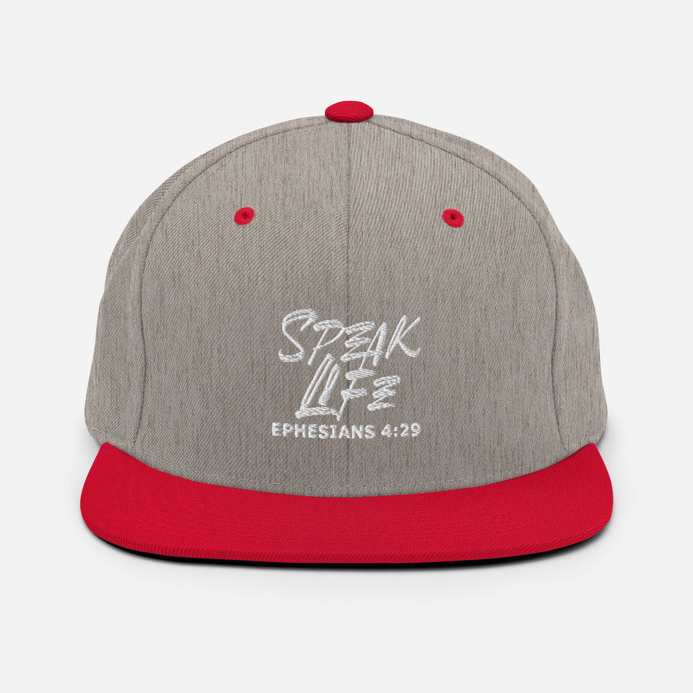 Speak Life Design (White)- Snapback Cap