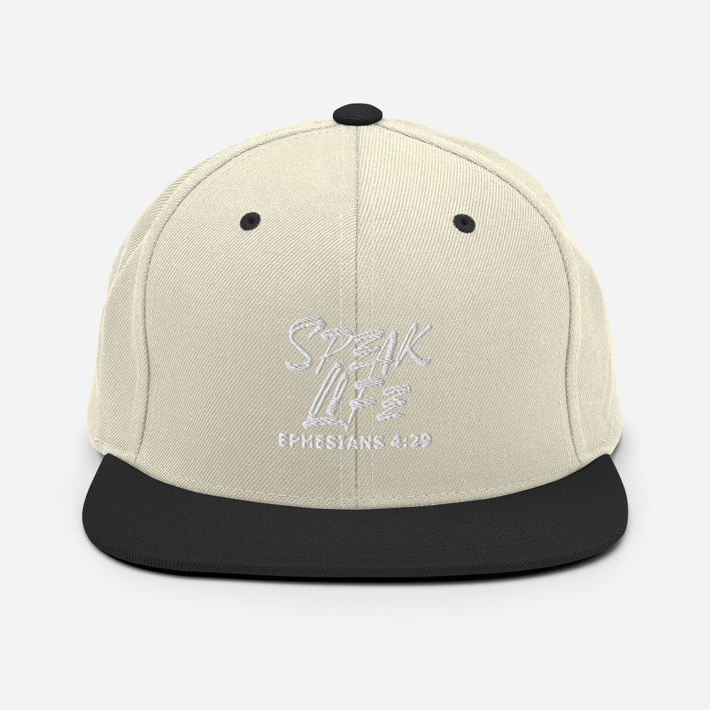 Speak Life Design (White)- Snapback Cap