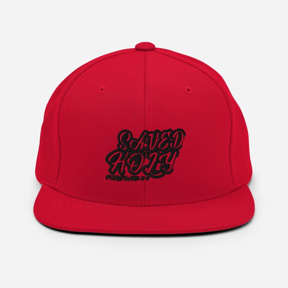 Saved and Holy Design (Black)- Snapback Cap