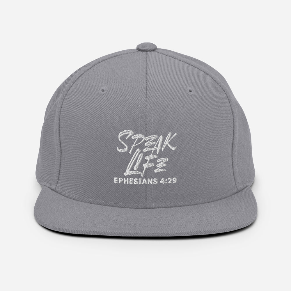 Speak Life Design (White)- Snapback Cap